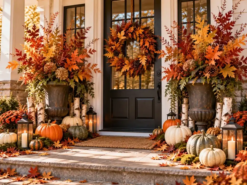 Natural Elements and Branches - fall front porch decor ideas