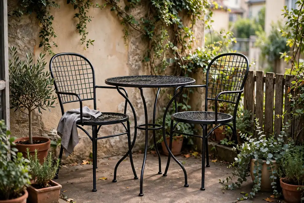 Bistro Set in Black Metal - small patio makeover ideas