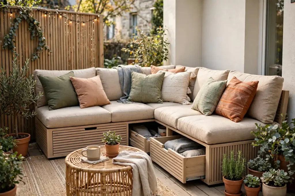 Corner Sectional with Storage - small patio makeover ideas