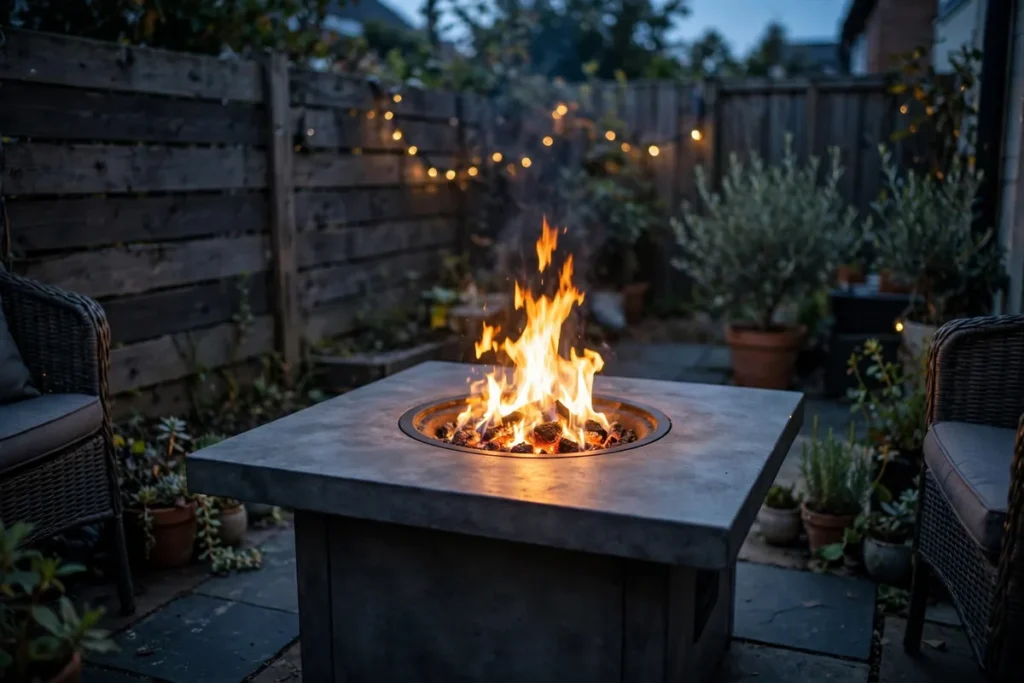 Fire Pit Table for Evening Warmth - small patio makeover ideas