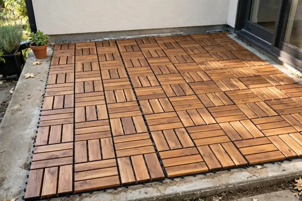Wood Plank Deck Tiles Over Concrete - small patio makeover ideas