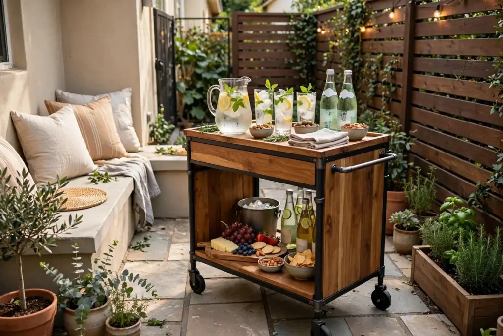 Outdoor Kitchen Cart for Entertaining - small patio makeover ideas