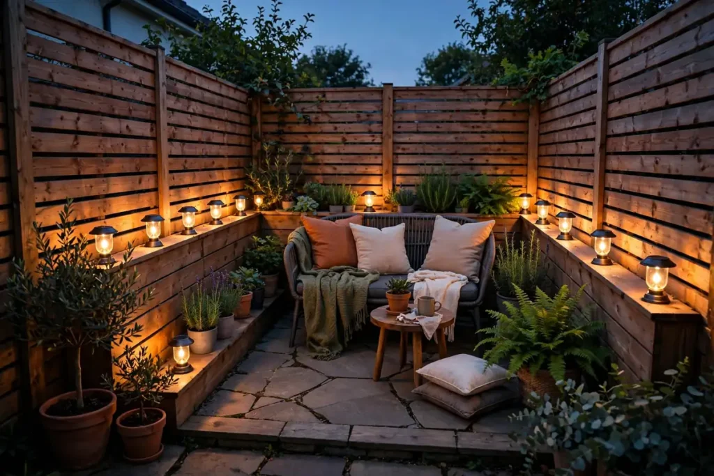Solar Lanterns Along the Edges - small patio makeover ideas