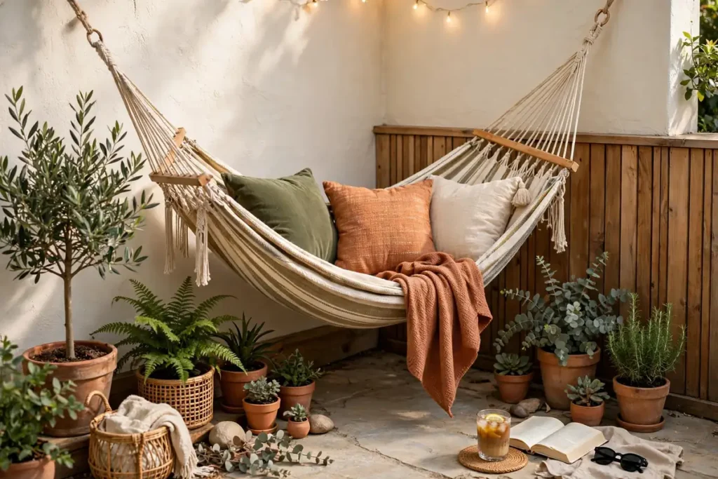 Hammock Corner for Weekend Relaxing - small patio makeover ideas