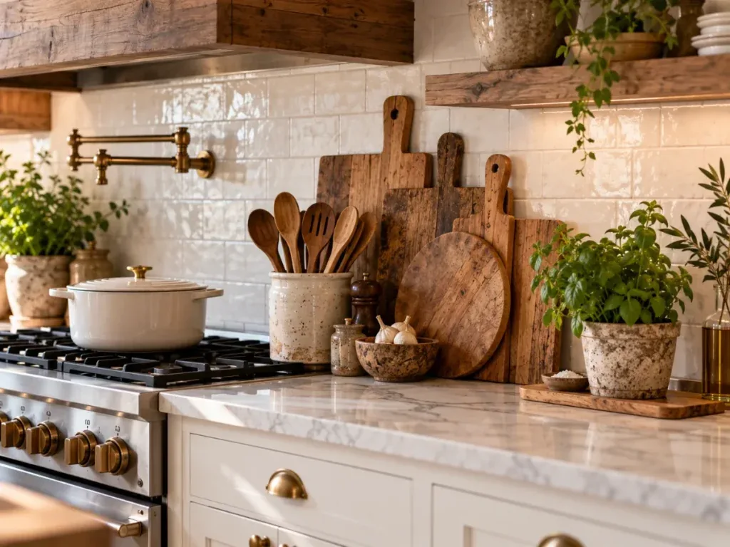 Wooden Cutting Board Display - modern farmhouse kitchen ideas