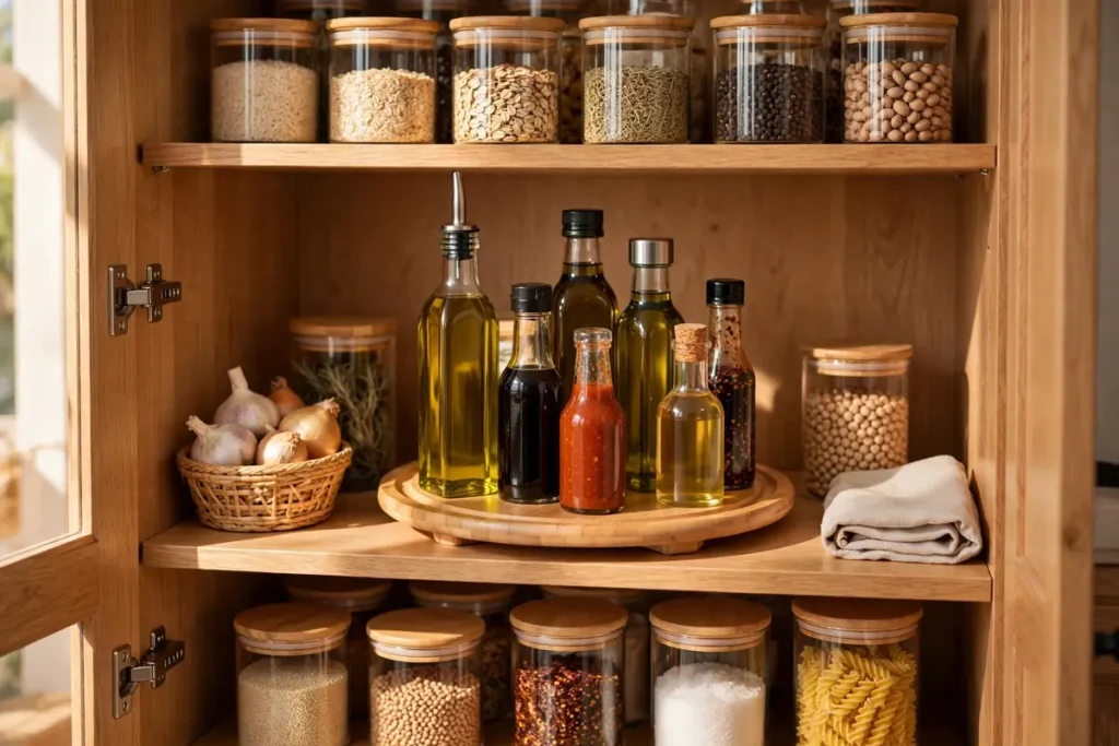 Lazy Susan for Oils and Sauces - pantry organization ideas