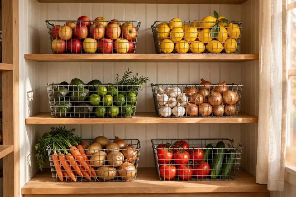 Wire Baskets for Produce - pantry organization ideas