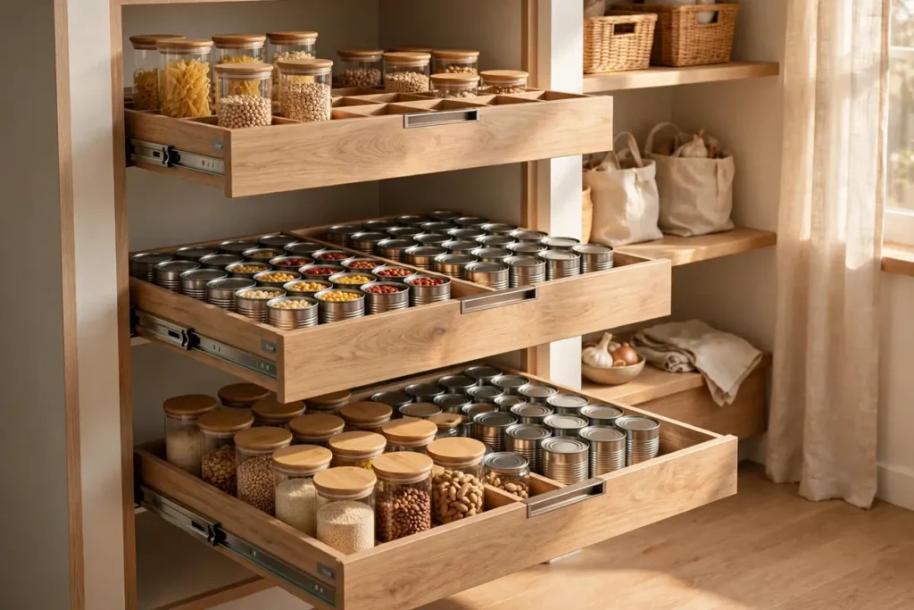 Pull-Out Drawers for Deep Shelves - pantry organization ideas