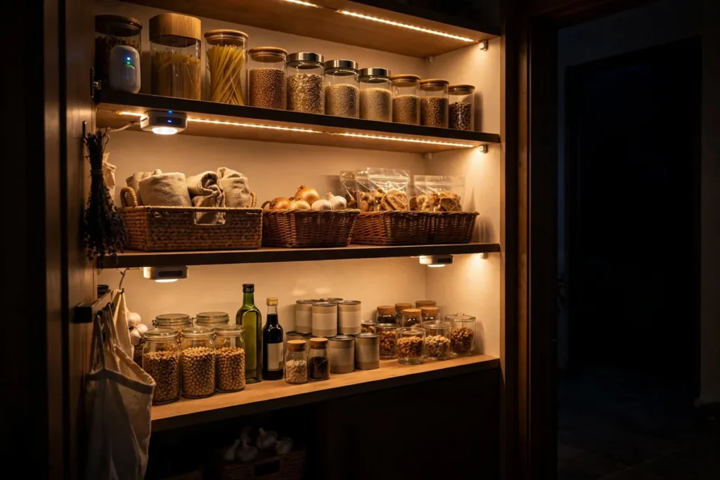 Pantry Lighting with Motion Sensors - pantry organization ideas