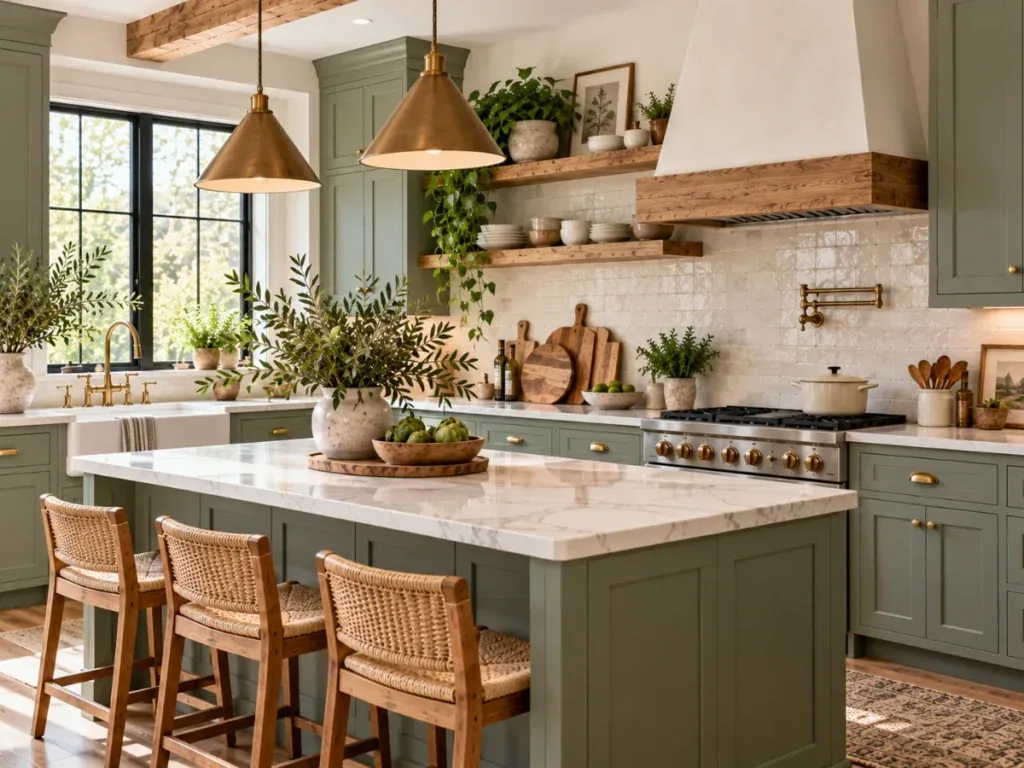 Sage Green Kitchen Cabinets - modern farmhouse kitchen ideas