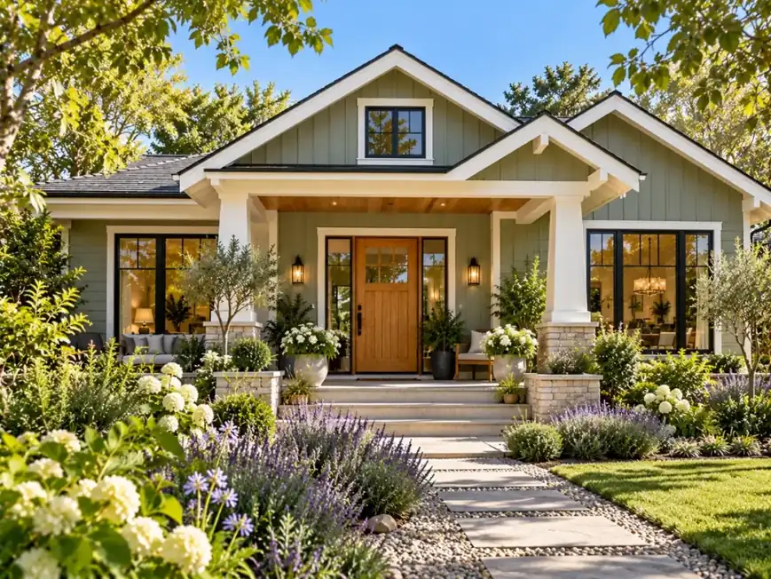 Sage Green Painted Bungalow - modern bungalow designs