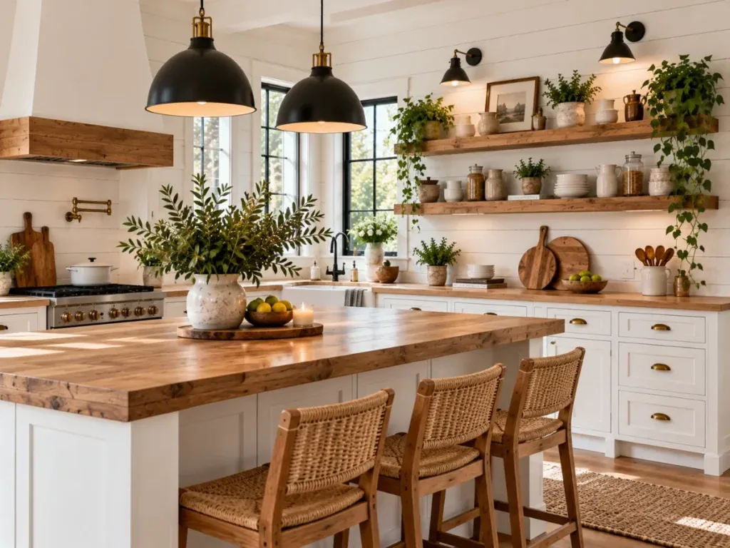 Shiplap Kitchen Walls - modern farmhouse kitchen ideas