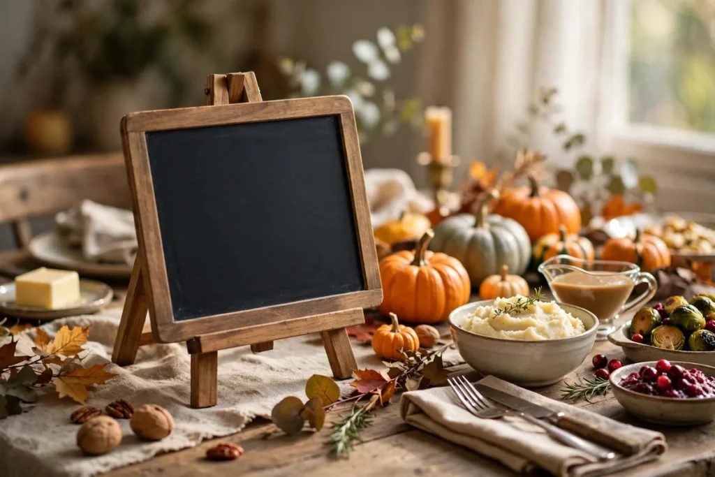 Chalkboard Menu Sign - budget thanksgiving table ideas