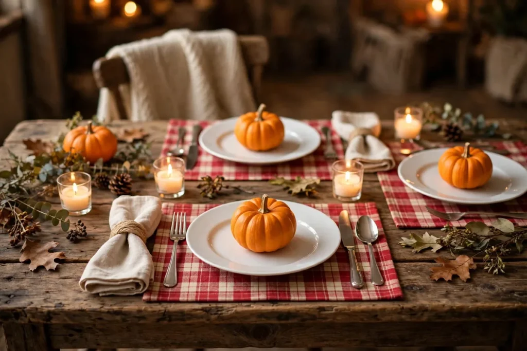 Plaid Placemats for Cozy Style - budget thanksgiving table ideas