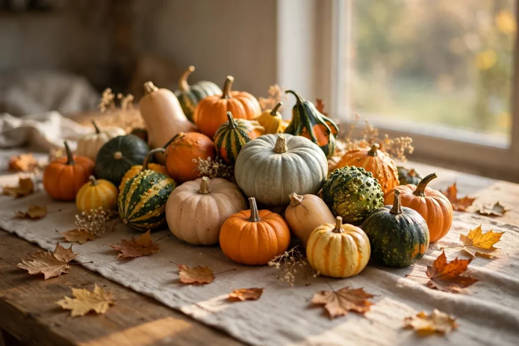 Gourd and Squash Display - budget thanksgiving table ideas