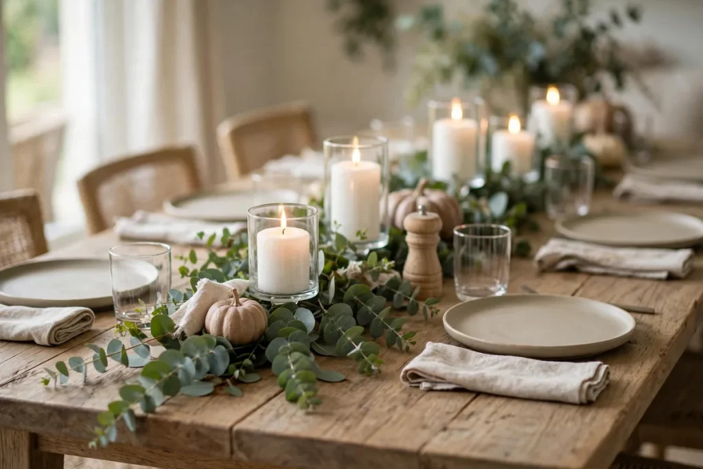 Simple Greenery Garland with Eucalyptus - budget thanksgiving table ideas