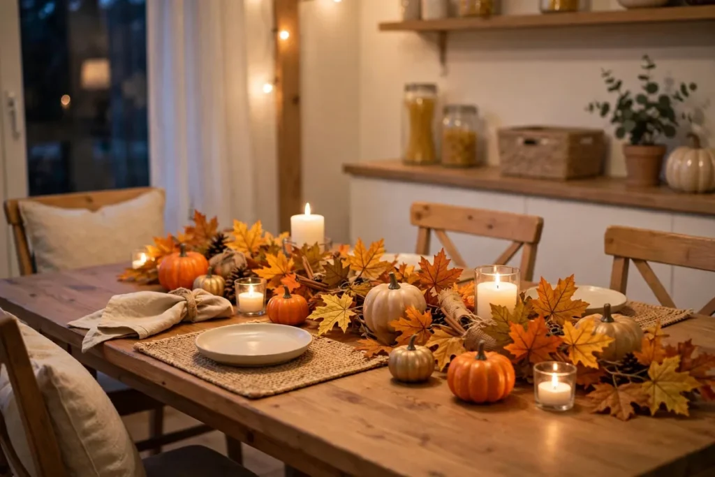 Dollar Store Fall Garland - budget thanksgiving table ideas