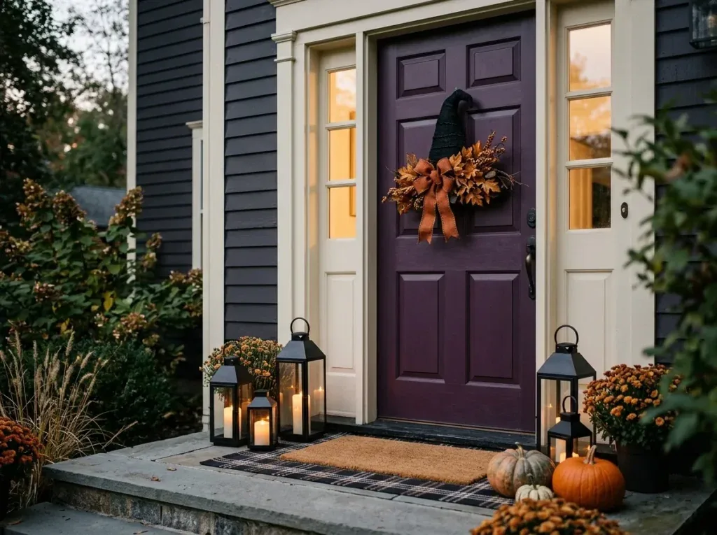 Witch Hat Door Hanger - halloween front door decor ideas