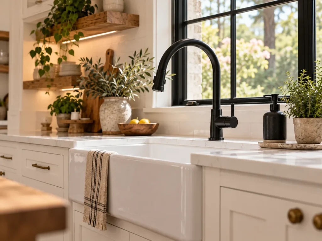 Matte Black Faucet - modern farmhouse kitchen ideas